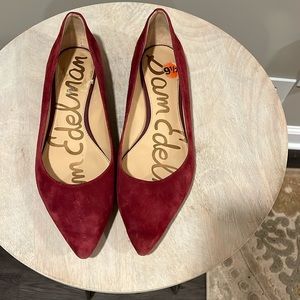 Red Faux Velvet Flats